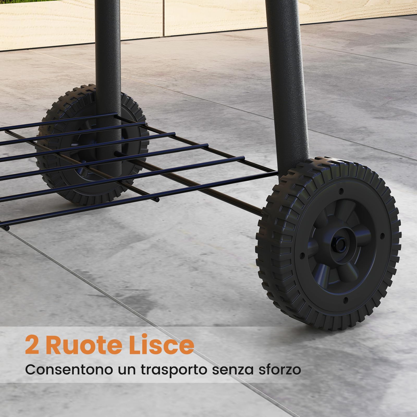 COSTWAY Barbecue a Carbonella con Ruote, Griglia a Carbone da Esterno con Coperchio, Termometro, Tavolo Pieghevole e Manico in Acciaio Inox, Barbecue Portabile per Giardino, Campeggio e Picnic