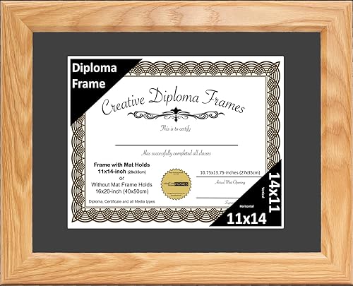 Vista 27 de Creative Picture Frames Marco de diploma con acabado de roble de 8 x 10 pulgadas, con caballete de vidrio negro y colgadores de pared instalados