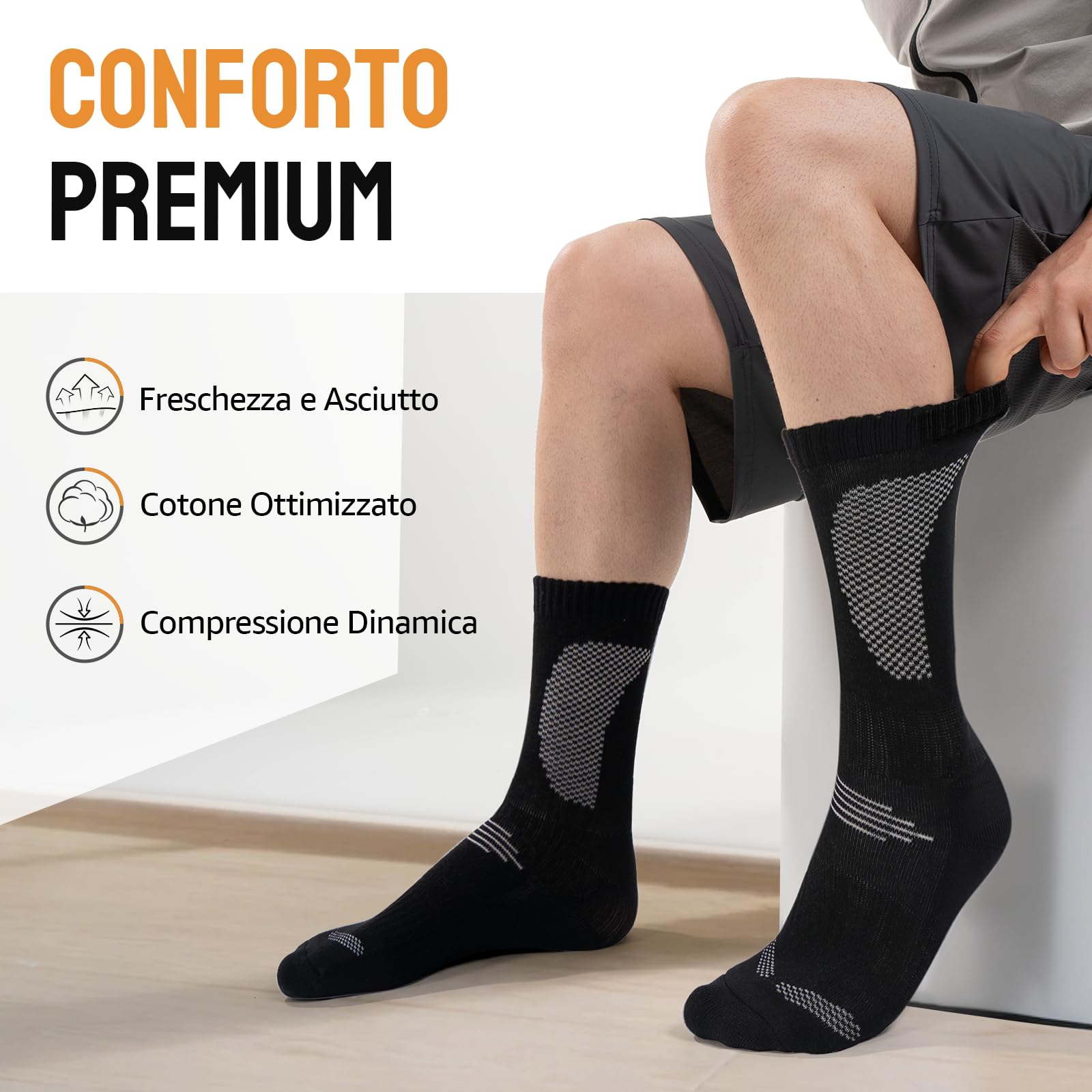 Alaplus Calze Uomo Donna Calde Traspiranti,calzini ciclismo Calzini lavoro Cotone Antiscivolo, Calzini Sportive Spugna Uomo Ideali per Running, Trekking