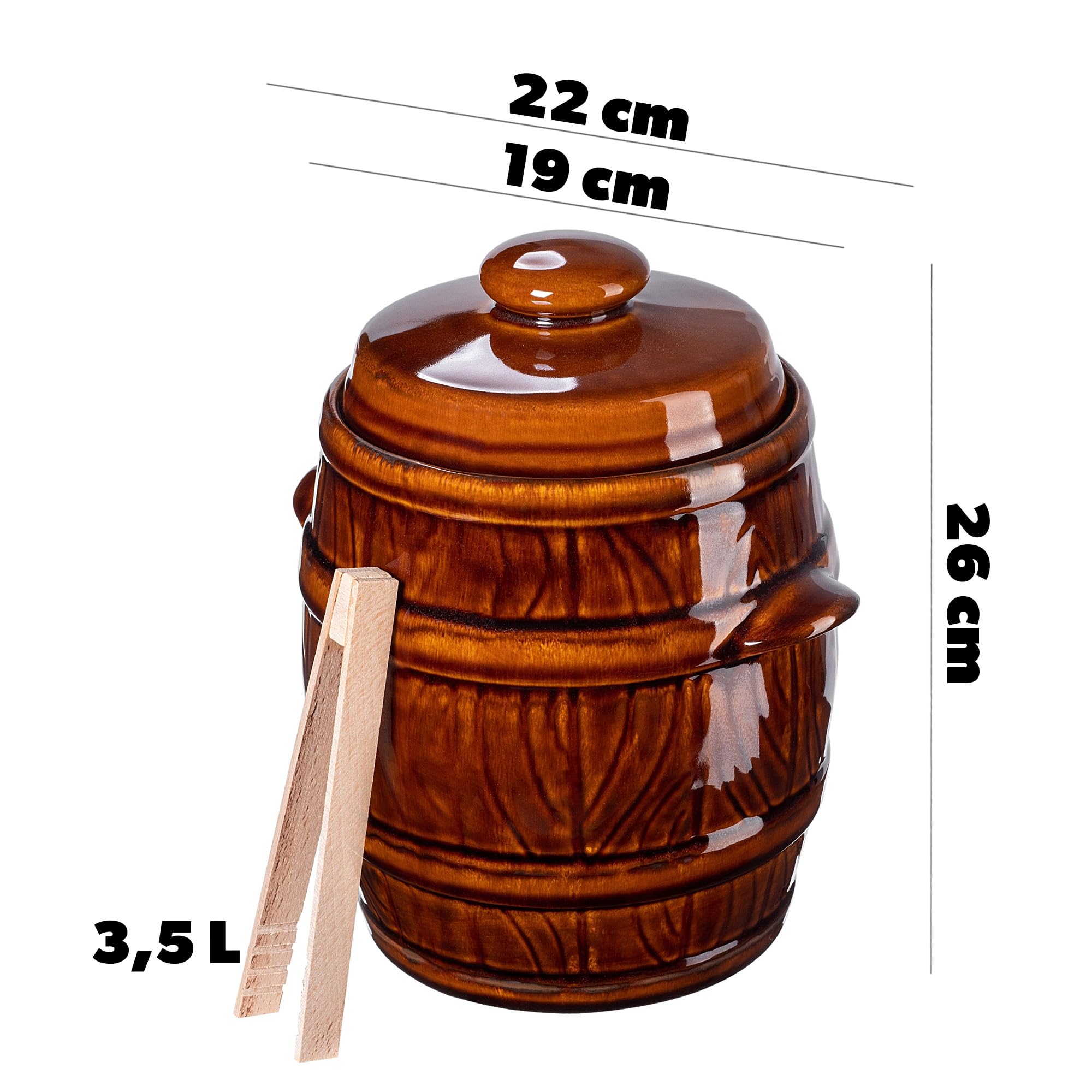 KADAX Steinzeugtopf, Dichter Keramiktopf mit Deckel, Spülmaschinenfester Steinguttopf, handgefertigter Gärtopf aus Keramik, Einlegtopf für Gurken und Sauerkraut (5L)