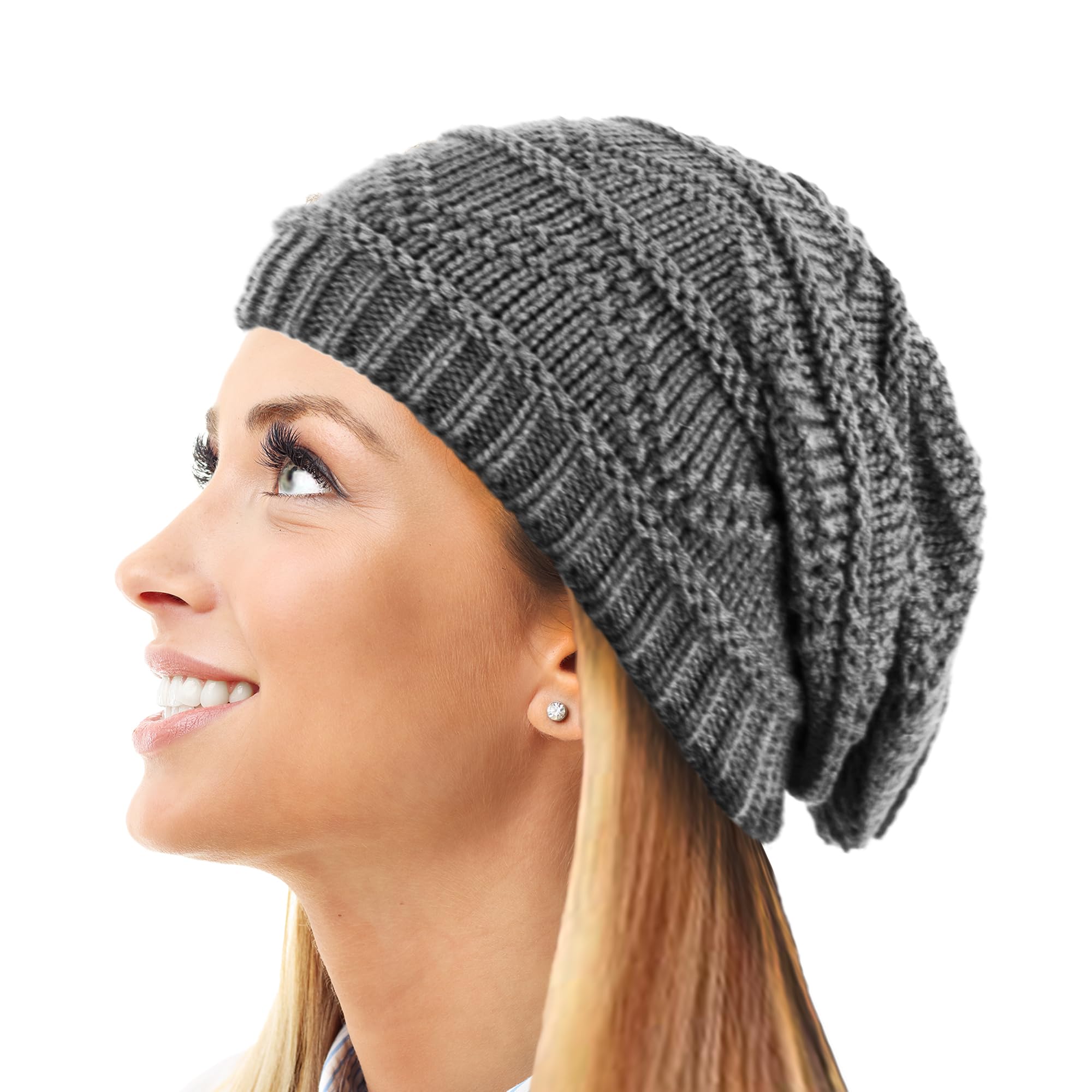 Toskatok Women's Charcoal Knit Slouch Winter Hat/Beanie