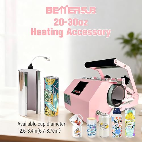 Miniatura 3 de BetterSub Máquina de Prensa de Calor 3 en 1 para Vasos Tumbler de 30 OZ 20 OZ 16 OZ Sublimación Vasos Tumbler Rectos Delgados de 3 OZ 1.5 OZ Vasos