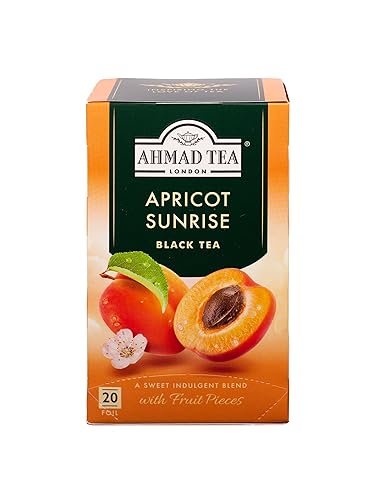 Ahmad Tea Té negro, albaricoque Sunrise, 20 unidades (paquete de 6)  Caffeinada y sin azúcar