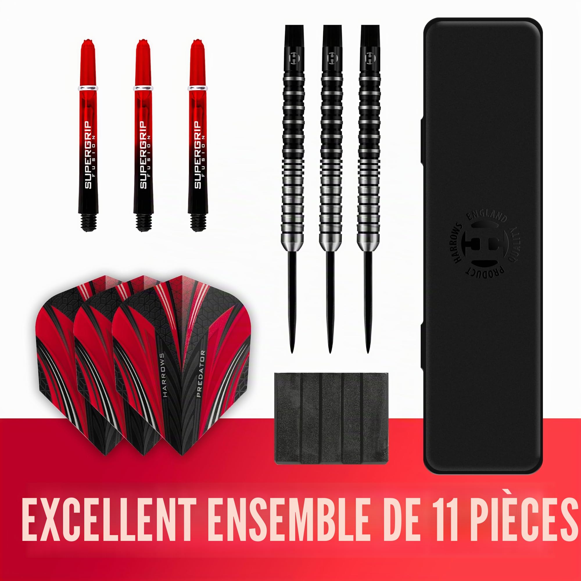 Harrows Predator fléchettes tungstène 90% pointe acier 21-26g avec étui