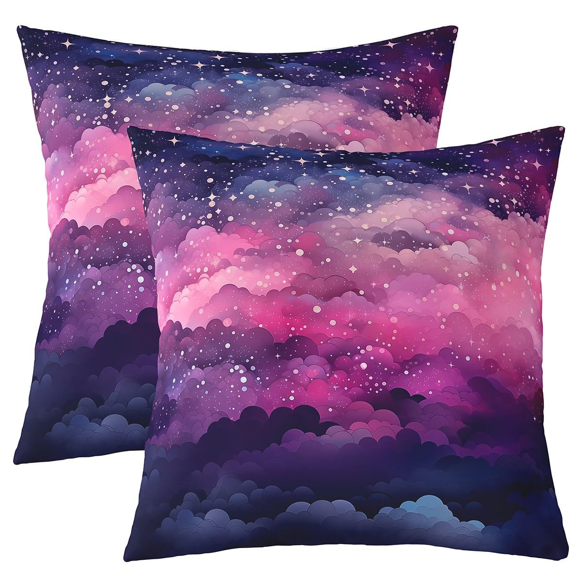 Homemissing Galaxy Cushion Case Kids Star Cloud Decorative Pillowcase for Boys Girls Outer Space Throw Pillow Covers 55x55cm Set of 2 Pink Purple Home Decor