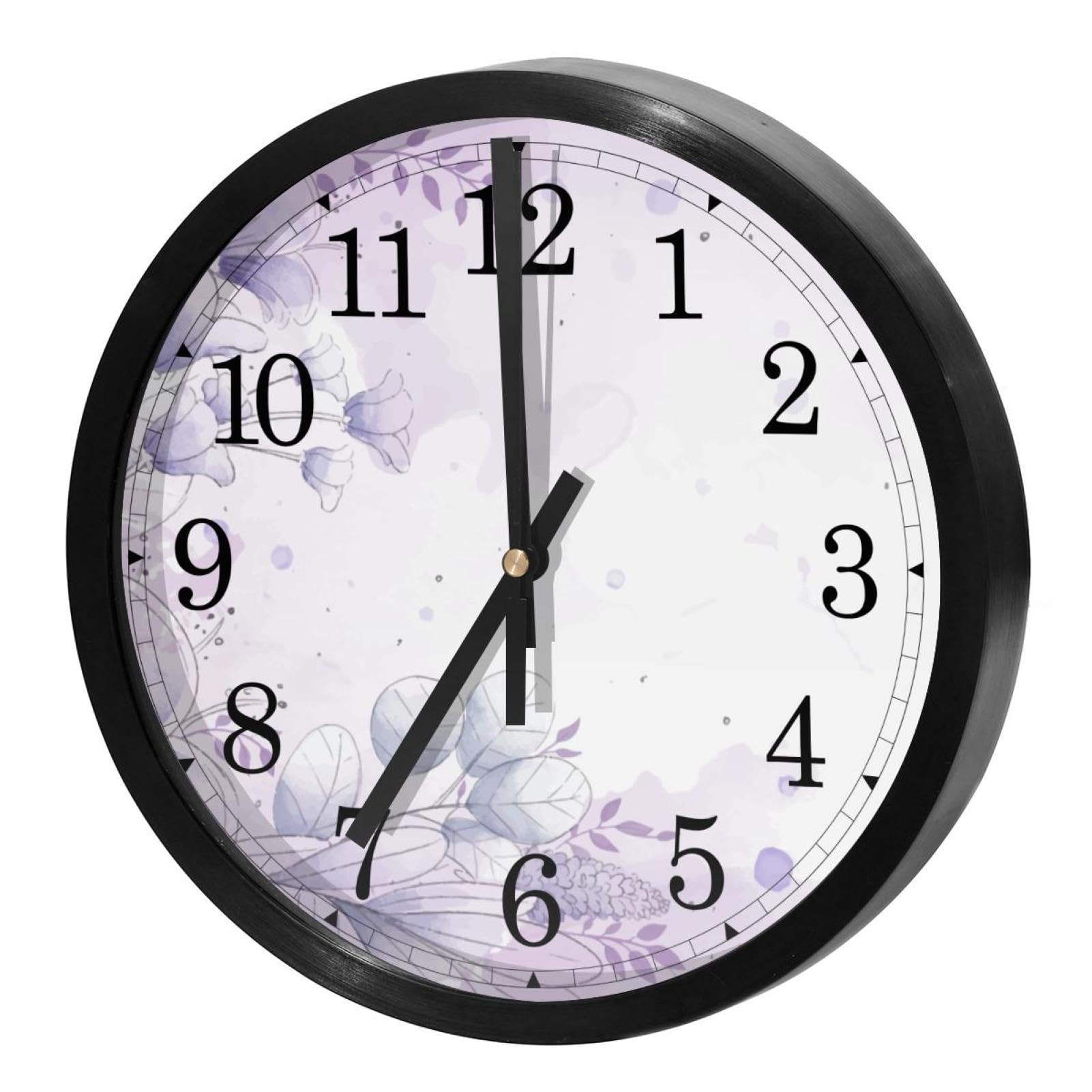 Horloge murale silencieuse motif lilas de haute précision quartz maison