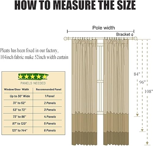Miniatura 6 de Cortinas traslúcidas blancas de 84 pulgadas de largo, para sala de estar o dormitorio, 1 panel de cortinas plisadas semitransparentes para ventana