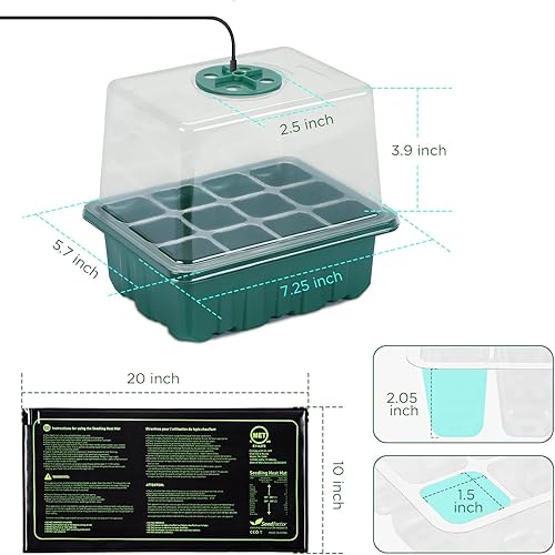 Miniatura 3 de Seedfactor Kit de inicio de semillas con luz de crecimiento (12 celdas por bandeja), bandejas de germinación de plantas con cúpula de humedad
