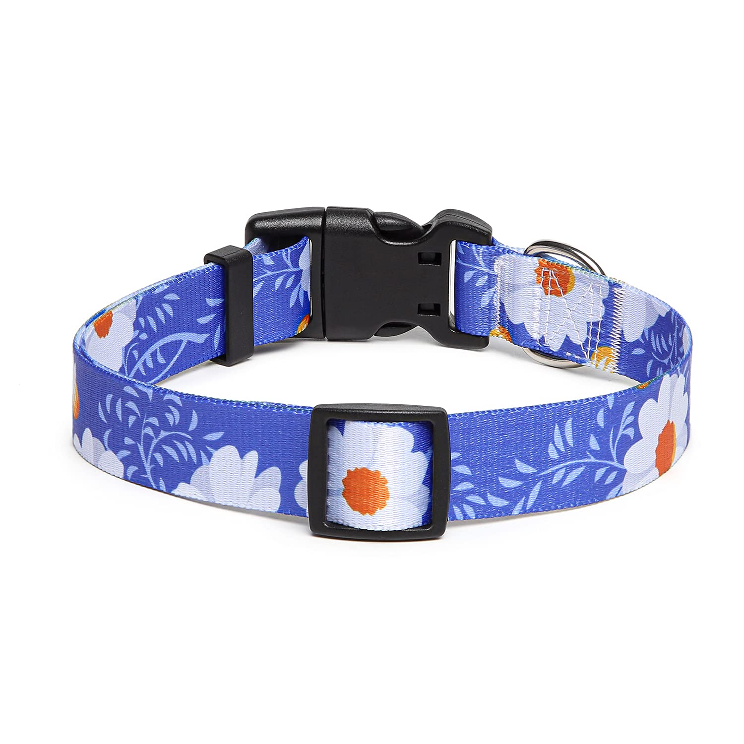 Adjustable Dog Collar with Patterns, Ultra Comfy Soft Nylon Breathable Pet Collar for Small Medium Large Dogs (L, Floral Orange) — view 76