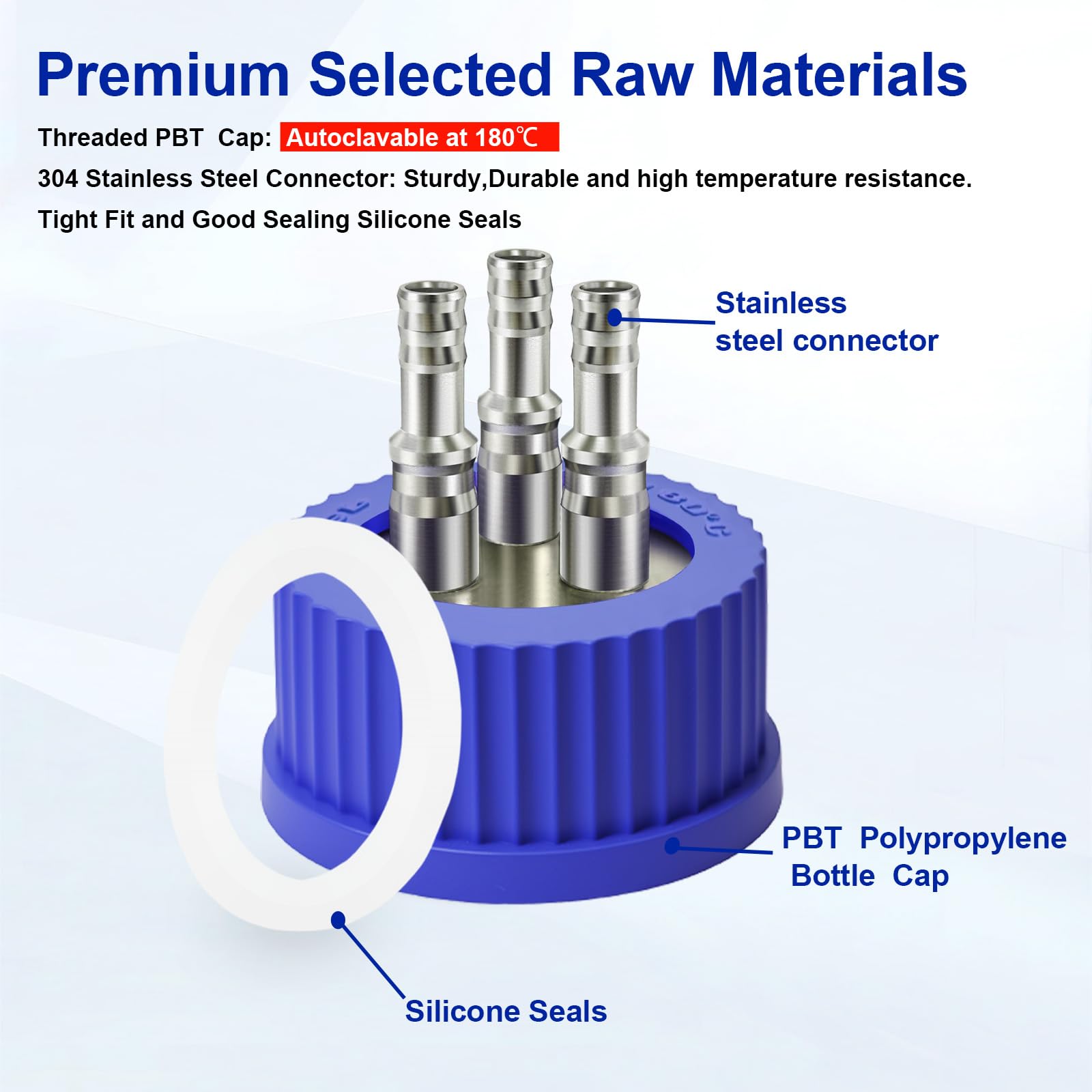 3-Port GL45 304 Stainless Steel Mobile Phase Filling Cap, Large — Amazon image 2