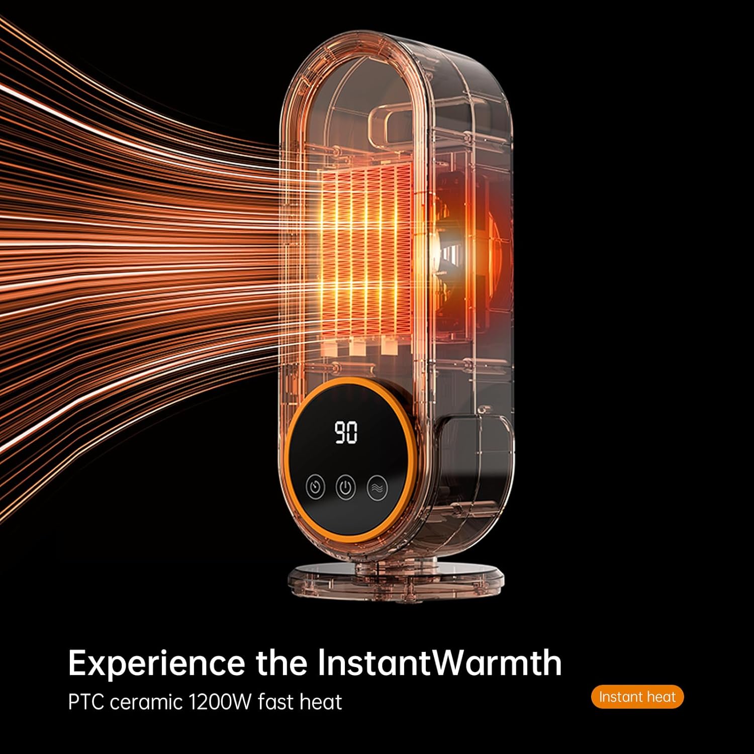 Space Heater Indoor - Energy Efficient Portable Heater with Adjustable Thermostat,1200W PTC Rapid Heating Ceramic Technology with Remote,Intelligent Timing, Ideal for Home and Office Use (NEW E68S)