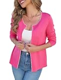 CiCiBird Women Lightweight Open Front Sweater Cardigan Pearls Trim Knit Jacket Trendy Long Sleeve Clothes Coatigan