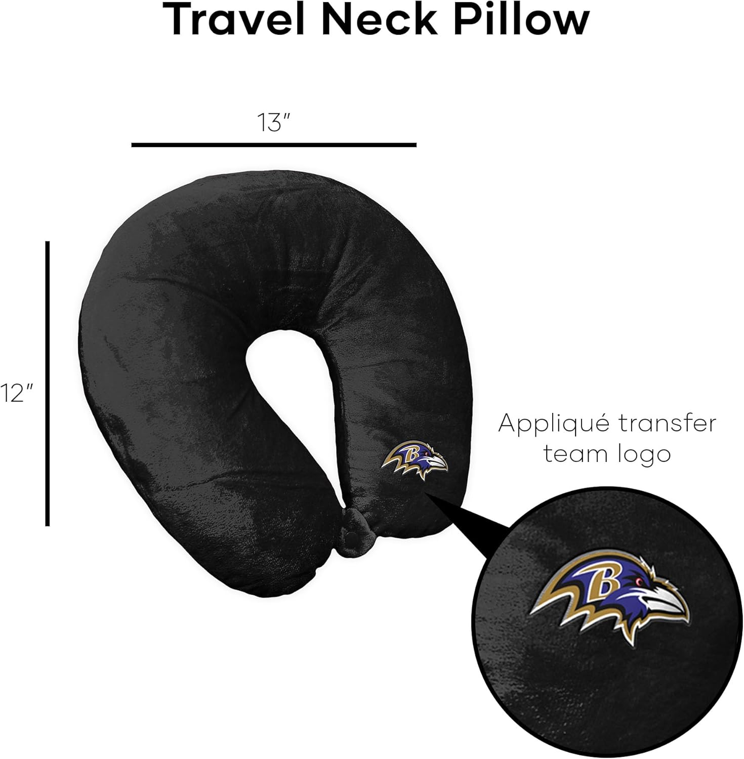 Northwest NFL Baltimore Ravens Neck Pillow, 12" x 13", Black