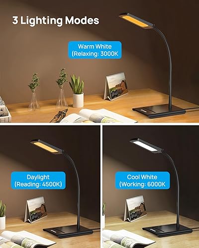 Miniatura 3 de Trond LED Lámpara de escritorio regulable flexible cuello de cisne lámpara de mesa 10W 3temperaturas de color 7niveles de brillo control táctil