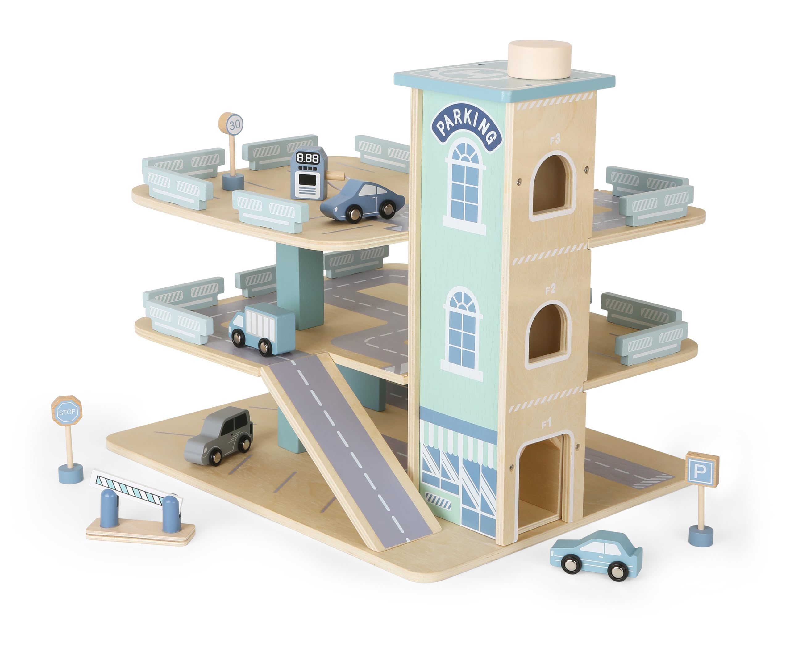Bayer Chic 2000 Aparcamiento Grande para niños de Madera, Garaje con Accesorios, Garaje para Juegos con Ascensor