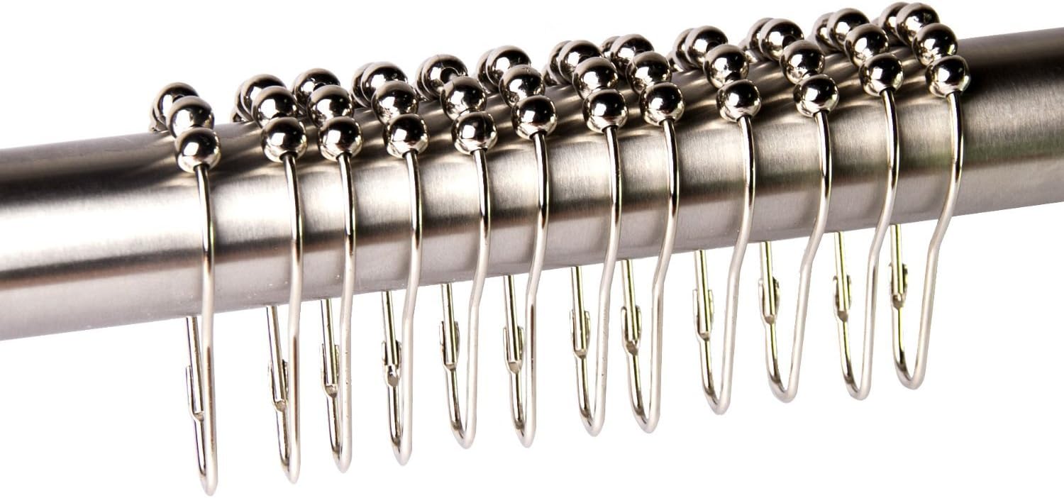 Premium Quality Rustproof Stainless Steel Double Glide Shower Curtain Hooks & Rings ✮ Modern Decorative Design High Grade Corrosion Free Round Rollers ✮ Set of 12 ✮ No More Rusty Shower Curtain Hooks! Kitchen