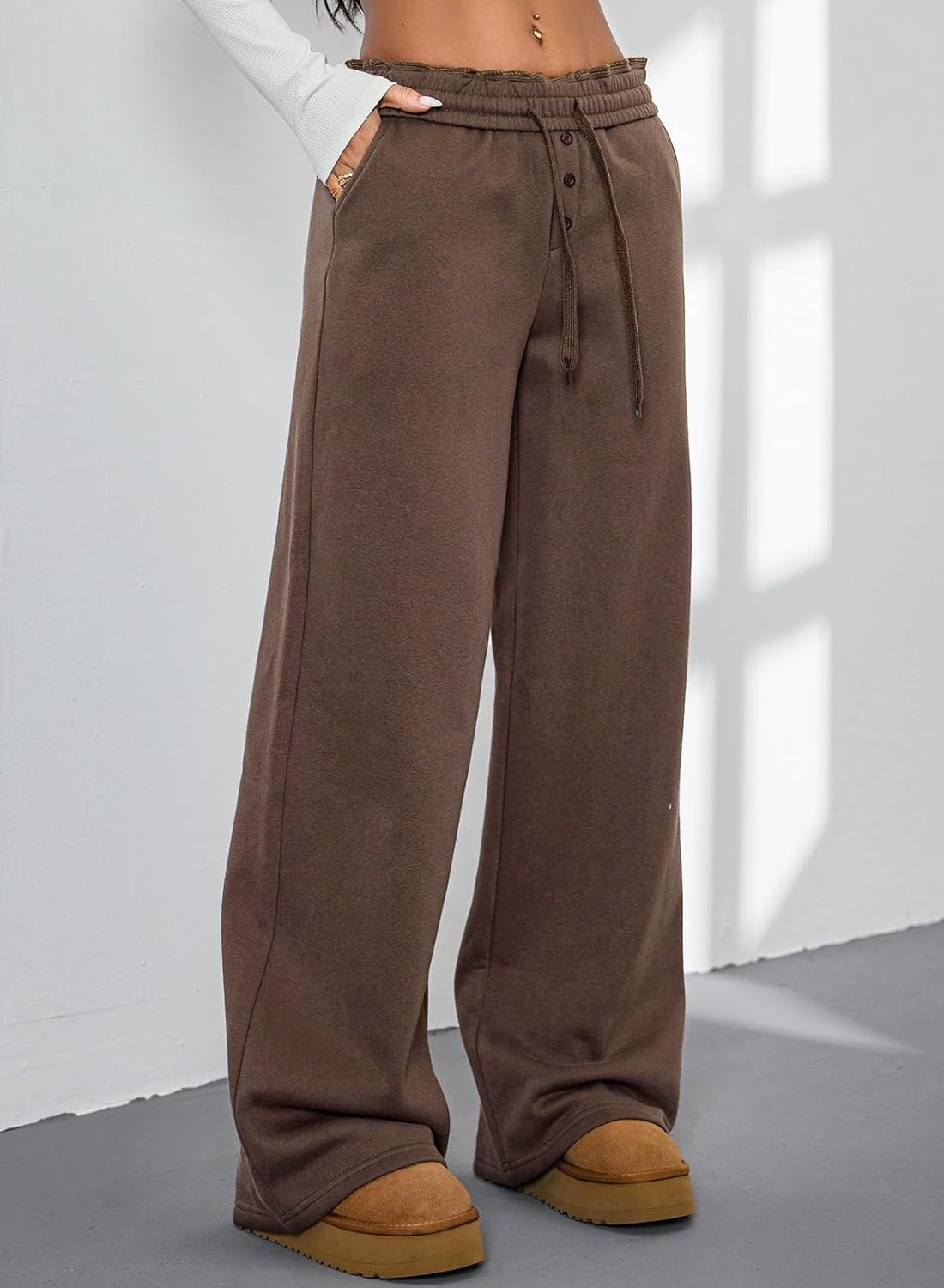 Aleumdr Womens Wide Legs Sweatpants Fleece Lined High Waisted Baggy Pants 2026 Trendy Casual Athletic Joggers with Pockets - Image 2