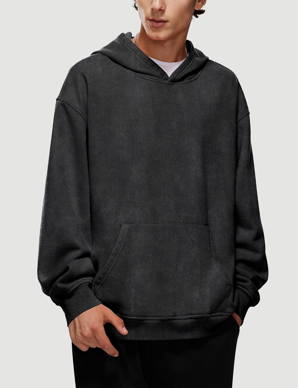 Iwing Mens Womens Oversized Acid Wash Hoodie Sweatshirt Heavyweight Fleece Hoodies Unisex Vintage Washed Sweatshirt 2025 - Image 2