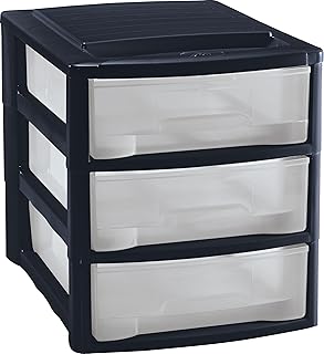M Home by Mazzei Mondex Schubladenbox DIN A4 mit 3 Schubladen aus Kunststoff PLS 6131 Organizer für Büro Schreibtisch Ablage Transparent