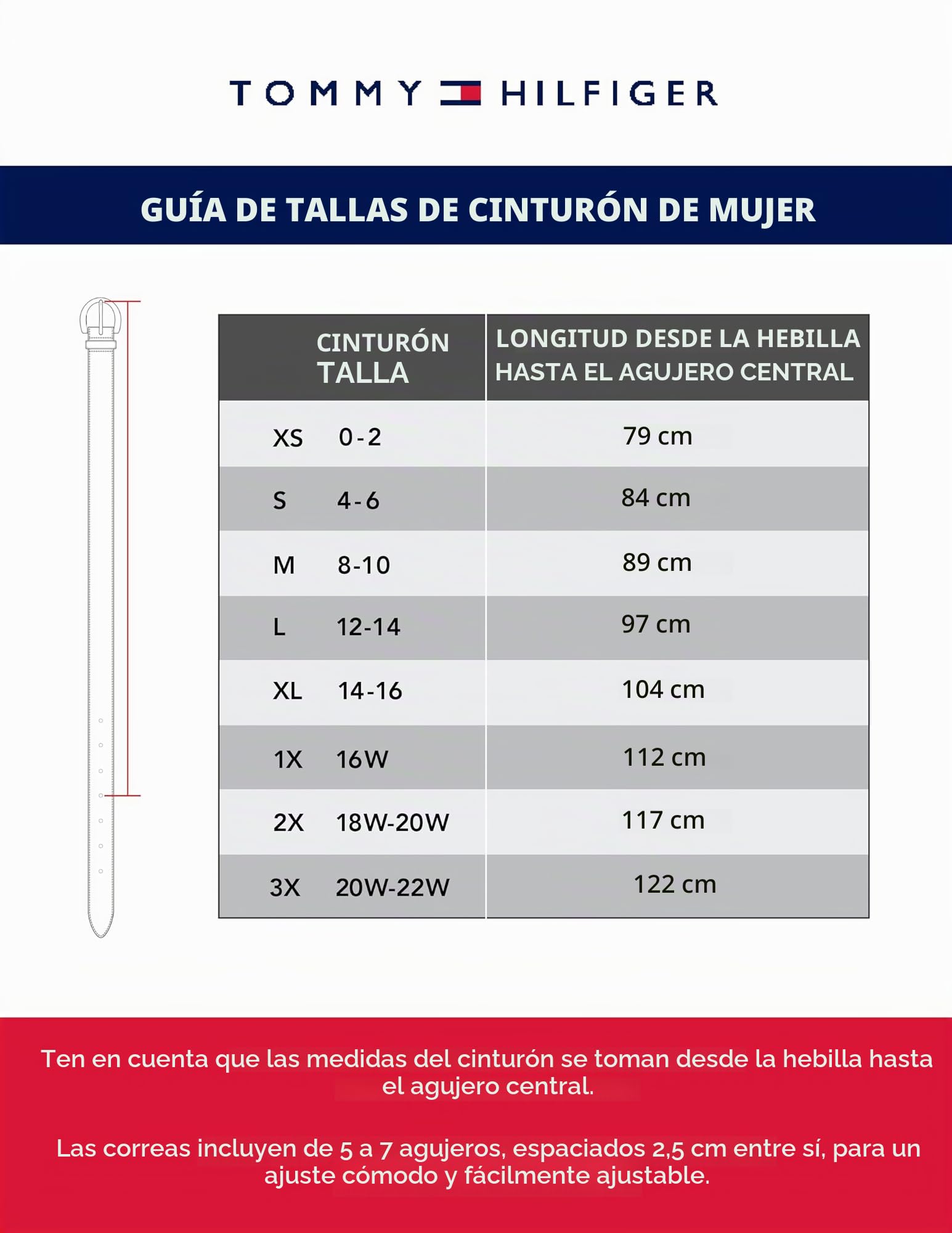 Tommy Hilfiger Hebilla de Placa de Horsebit Cinturón Mujer (Pack de 1)
