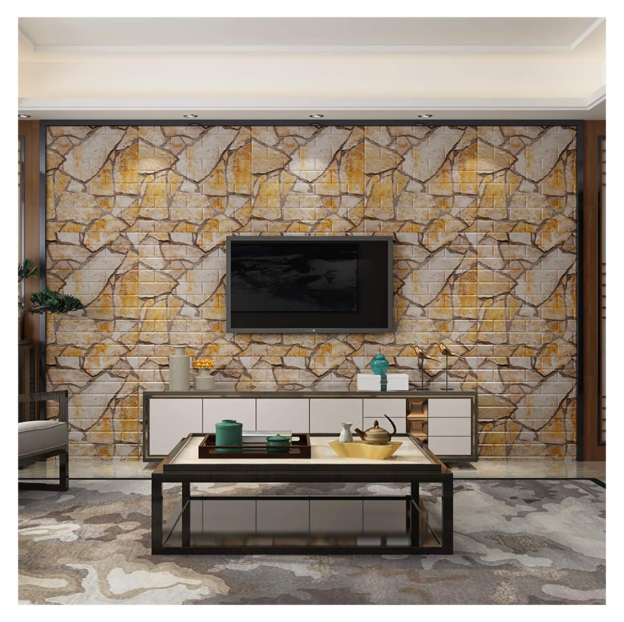 Amazon | 3D 壁紙 レンガ 立体 自己粘着 防水 断熱 レンガ調クッション