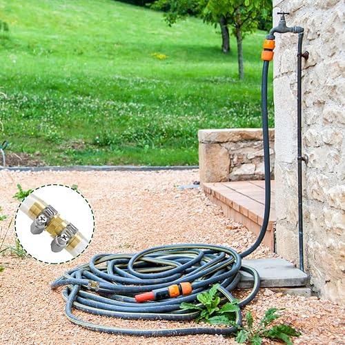 Miniatura 5 de Hooshing Kit de reparación de manguera de latón de 58 pulgadas, conector de púas de manguera de jardín con abrazaderas de acero inoxidable para