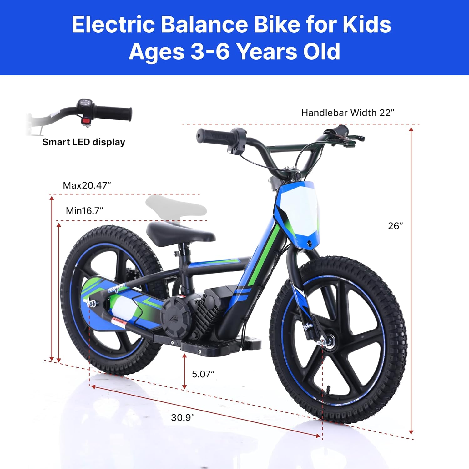 Electric Dirt Bike for Kids 3-6, 170W Racing Experience Lightweight Motorcycle, New Aluminum Frame with 2 Power Modes, 24V Detachable Battery, 12 Inch Knobby Tires