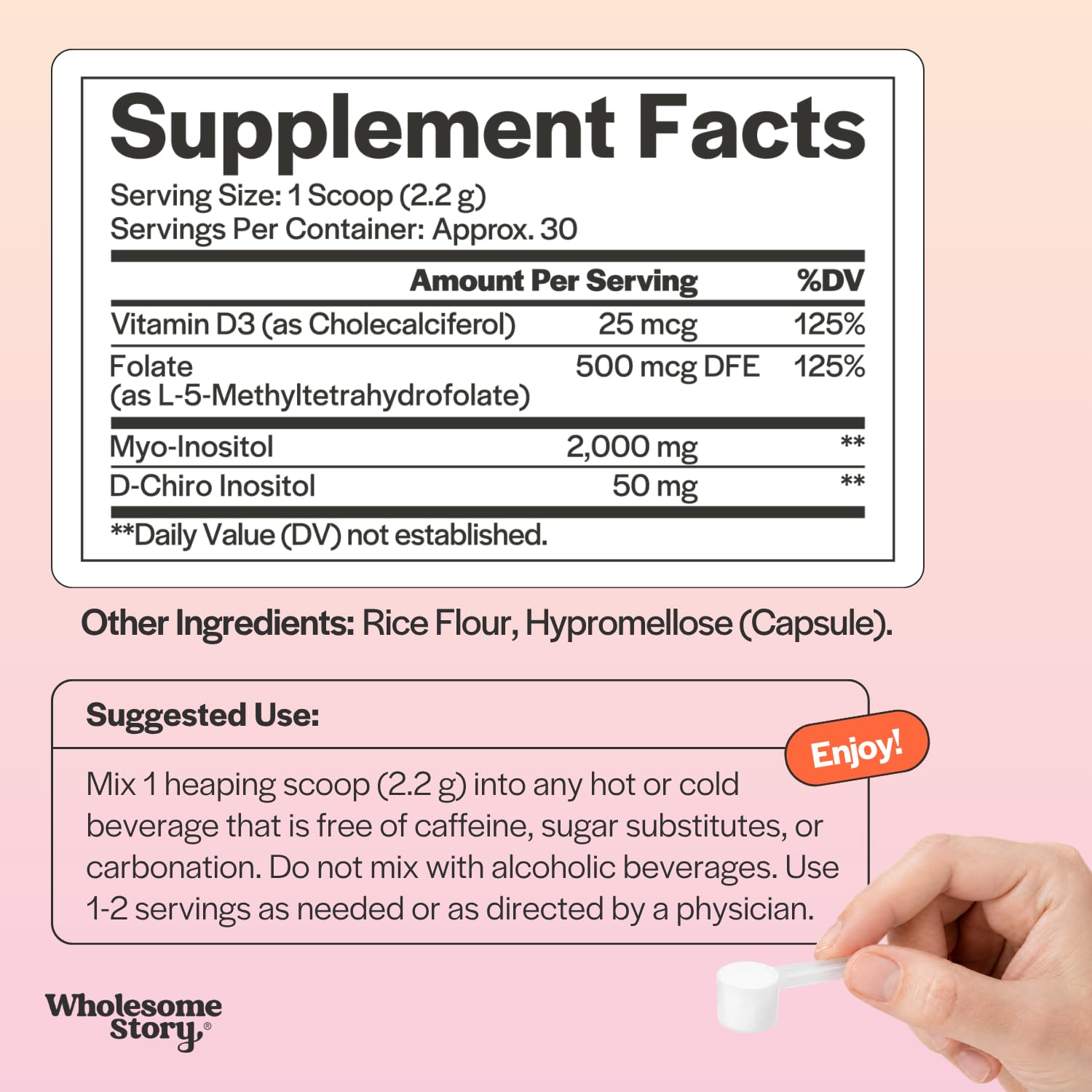 Inositol Supplement Powder with MTHF Folate + Vitamin D3 | Myo-Inositol & D-Chiro Inositol | Hormonal Balance & Healthy Ovarian Support | Vitamin B8 | Alternative to Inositol Capsules | 30 Servings — Amazon image 4