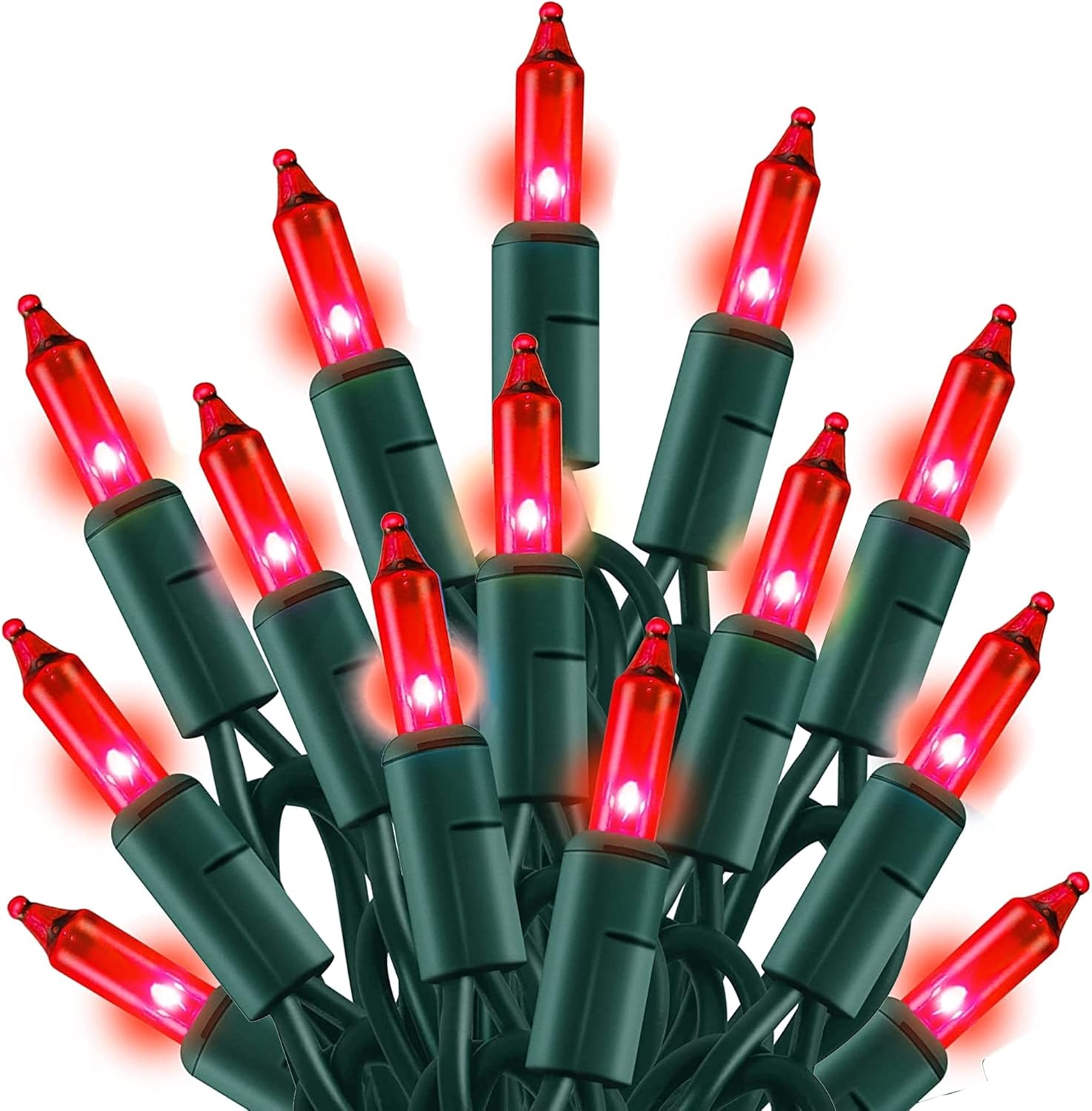 TW SHINE Valentine's Day Red Lights, 20FT 100 Count Incandescent Christmas Mini Tree String Lights, Waterproof Christmas Decorations for Outdoor Indoor Xmas Patio Home Party Garden Yard Decor