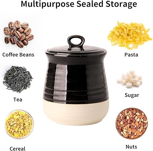 Miniatura 5 de Hasense Tarro de almacenamiento de alimentos de cerámica, recipiente grande de cocina de 88 onzas con tapa, recipientes herméticos de almacenamiento