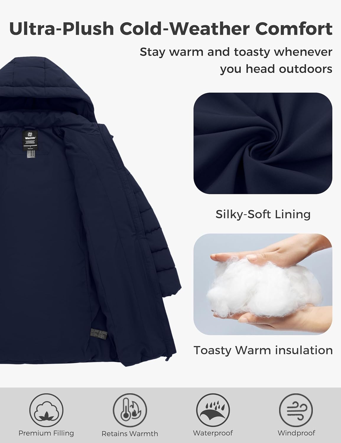 wantdo Women's Puffer Jacket Warm Padded Winter Coat Long Quilted Jacket (Available in Plus Size) - Image 4