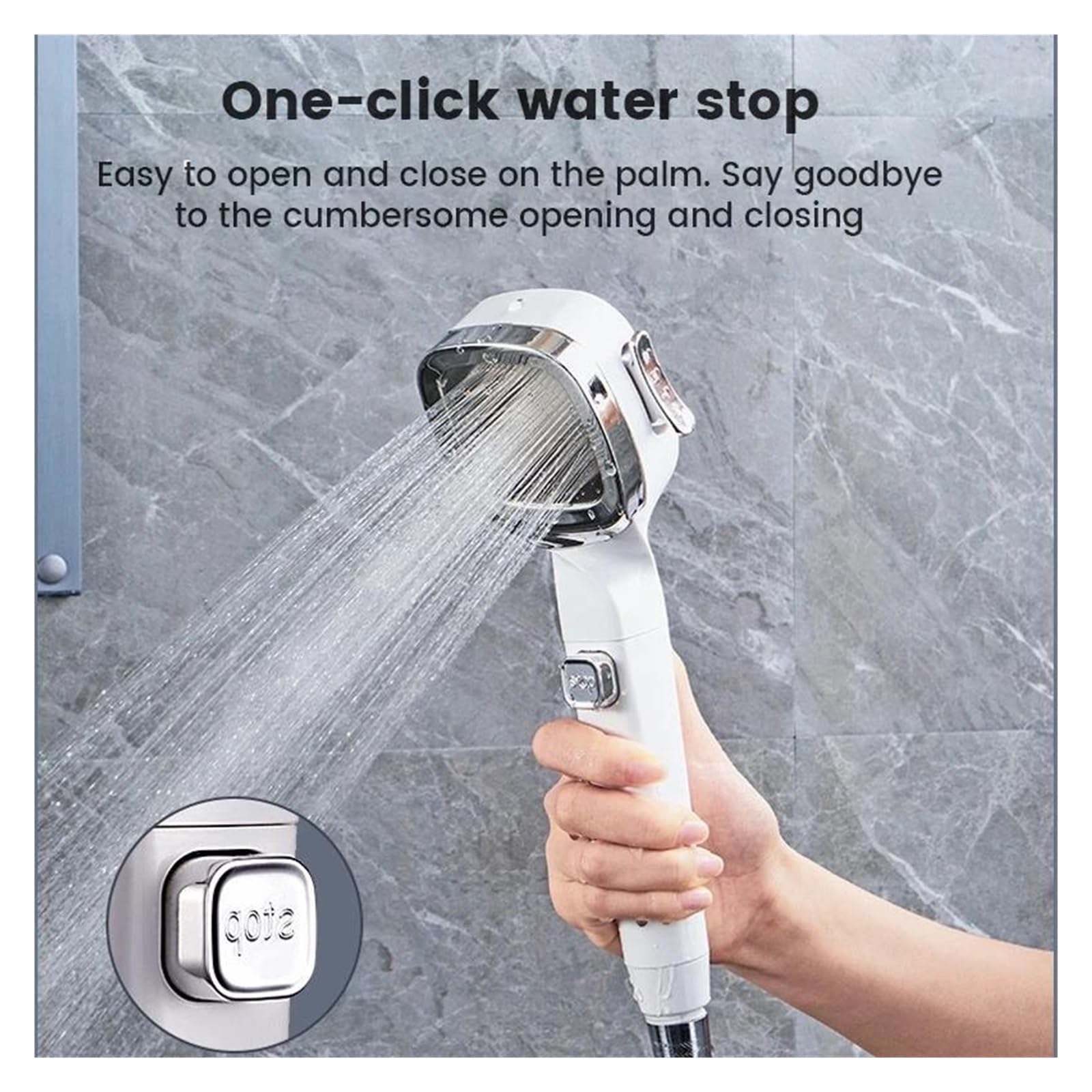 Soffione doccia ad alta pressione con risparmio idrico, 3 modalità di soffione doccia regolabili(Silver 3pcs set)