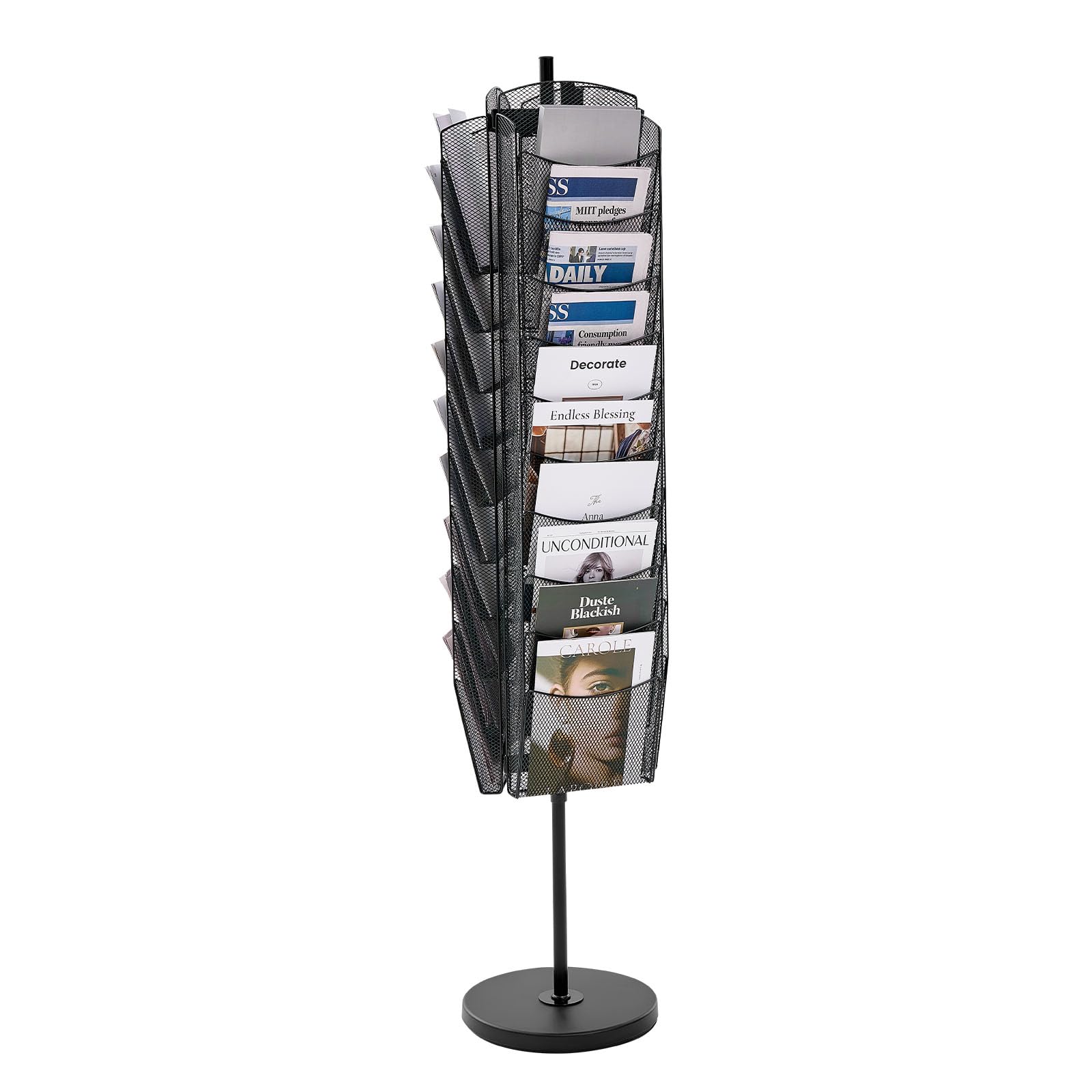 VEVOR drehbarer Prospektständer Zeitschriftenständer mit 30 Fächern, Literaturständer Kataloghalter aus Metall, Buchständer Bodenaufsteller Zeitungskataloghalter für Büroshows, Ausstellung