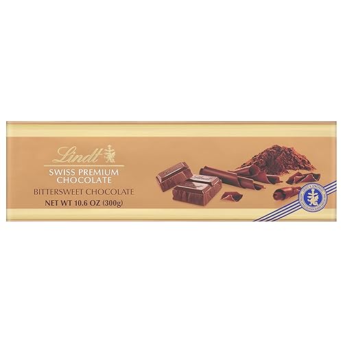 Lindt Swiss Bittersweet Chocolate Gold Bar, barra de caramelo de chocolate, 10.6 onzas (paquete de 4)