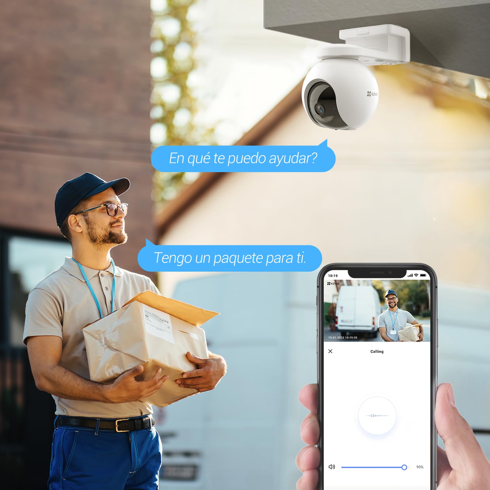 EZVIZ 2K Cámara de Vigilancia Exterior WiFi Inalámbrica 3MP Cámara de Batería Duración de 210 Días de 10400mAh, Audio Bidireccional, Detección Inteligente de Personas, CB8 y Panel Solar