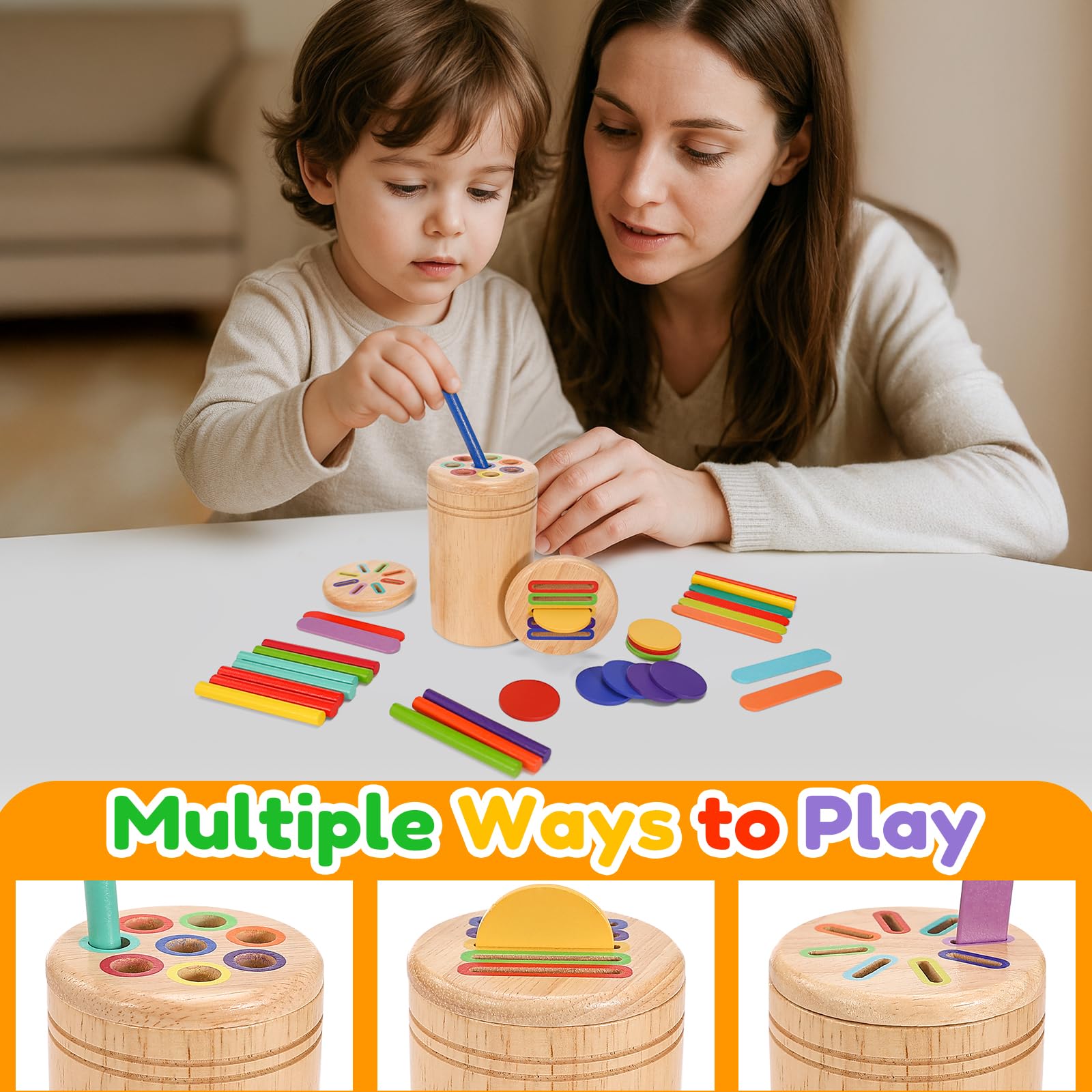 LURICO Jeux Montessori 1 2 3 Ans,Jouet En Bois Éducatif Avec
