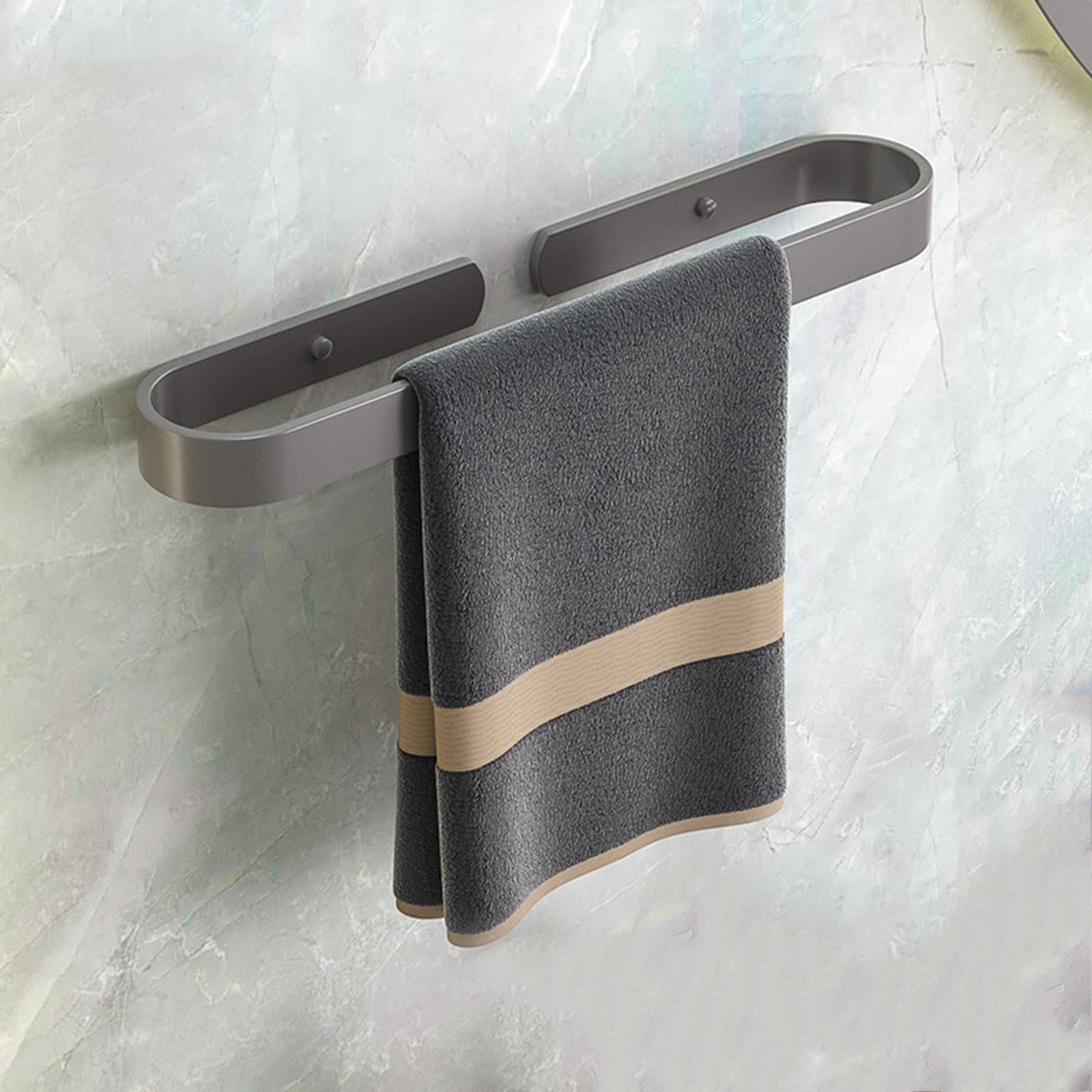 Porte-serviettes mural 30 cm en aluminium gris pour la salle de bain et la cuisine