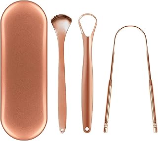 Tongue Cleaner Scraper Set, 3pcs Stainless Steel Tongue Scraper for Cleaner Scraper Oral Hygiene Care Fresher Breath for Adults & Kids (A)