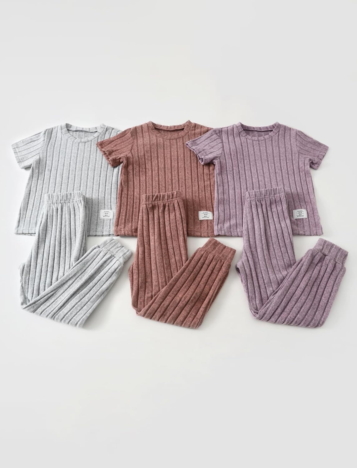 2 Piece Girl Clothes Pants Set Outfits Ribbed Knit Short Sleeve T-Shirt and Active Sweatpants Size 4-12 Years - Image 6