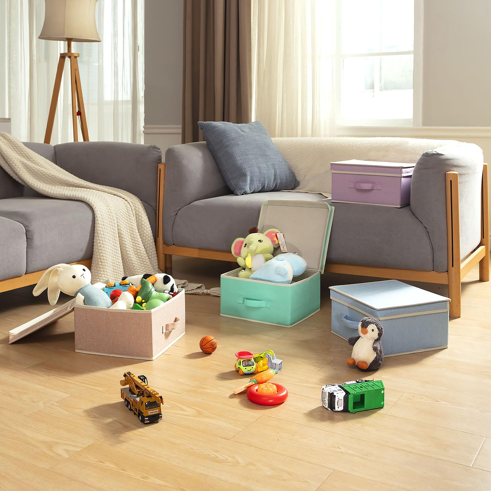 BrilliantJo Storage Boxes with Lid, Foldable Clothing Storage Basket case with Handle for Toy Books, Closet, Bedroom, Home - Image 3