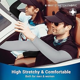 Rescoto 2 Pairs UV Sun Protection Cooling Arm Sleeves Sun Sleeves UPF 50 for Men & Women