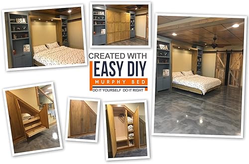 Miniatura 8 de Murphy - Kit de herrajes para cama de tamaño individual, marco de madera plegable, cama de pared para habitación de invitados, fácil de construir,