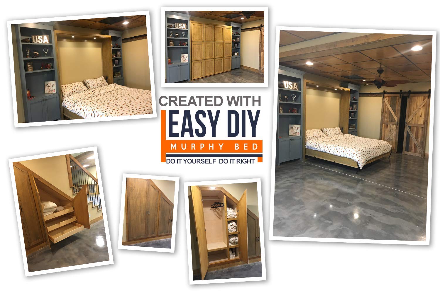 Buy Murphy Bed Full Size Hardware Kit DIY Wood Frame Folding Wall Bed for Guestroom