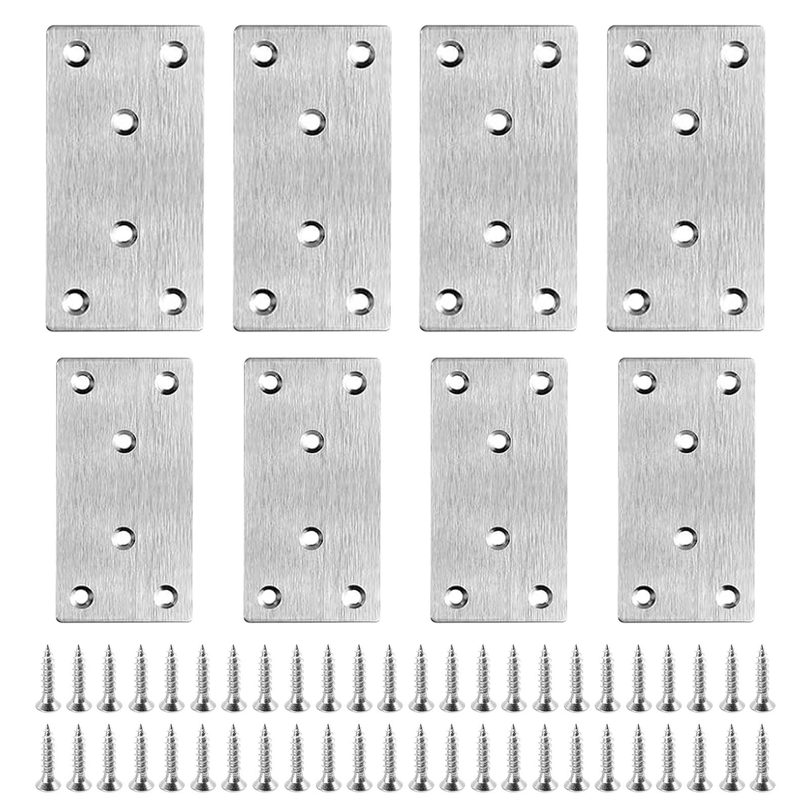 8 Pcs Sleeper Brackets Flat Stainless Steel, Metal Brackets for Wood Metal Plates