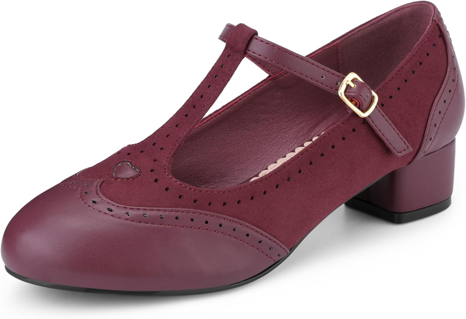 Allegra K Women's T-Strap Mary Jane Ankle Strap Block Heels Pumps