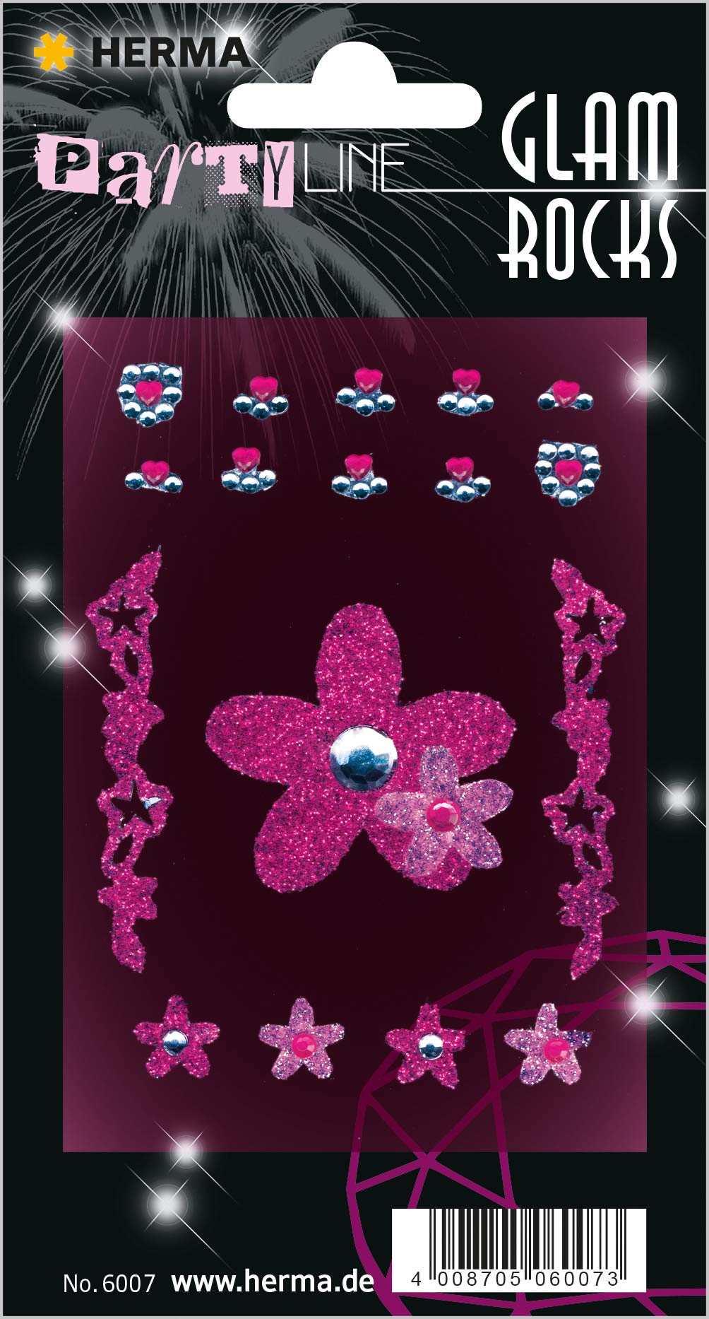 HERMA 6007 Schmucksteine Sticker Flowers Set – 17 Selbstklebende Glitzersteine Für Handy, Sonnenbrille & Mehr