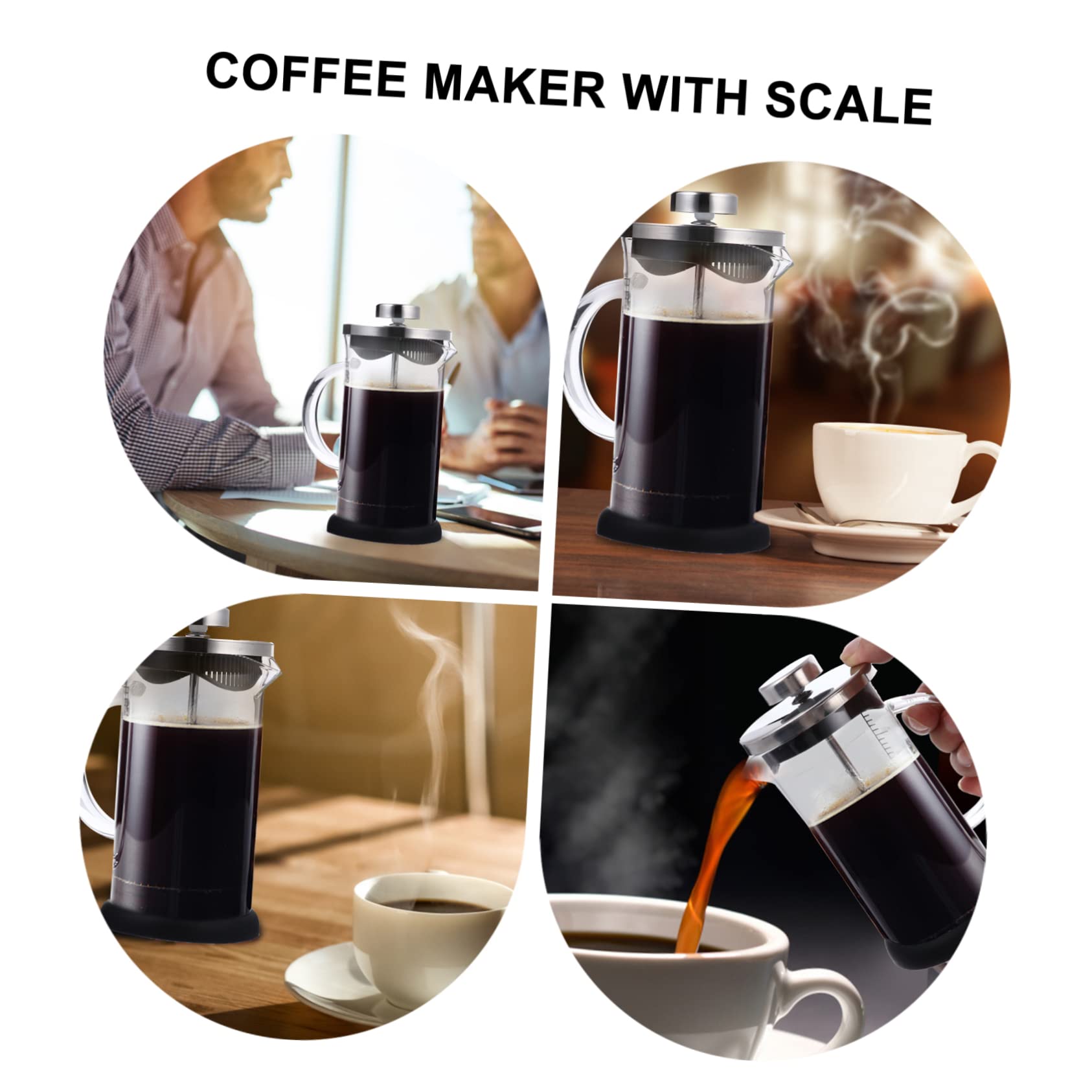 BIUDECO 1pc Stainless Teapot with Scale Heat Resistant Press Pot for Coffee Tea Capacity Easy to Clean Convenient Design for Home Bar Use