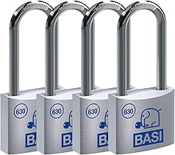 BASI | Set of 4 Padlocks | 40 mm | Different Locking | High Shackle | Solid Aluminium Housing | Hardened Steel Shackle | Secure Padlock | Shackle Thickness 6 mm | Pack of 4