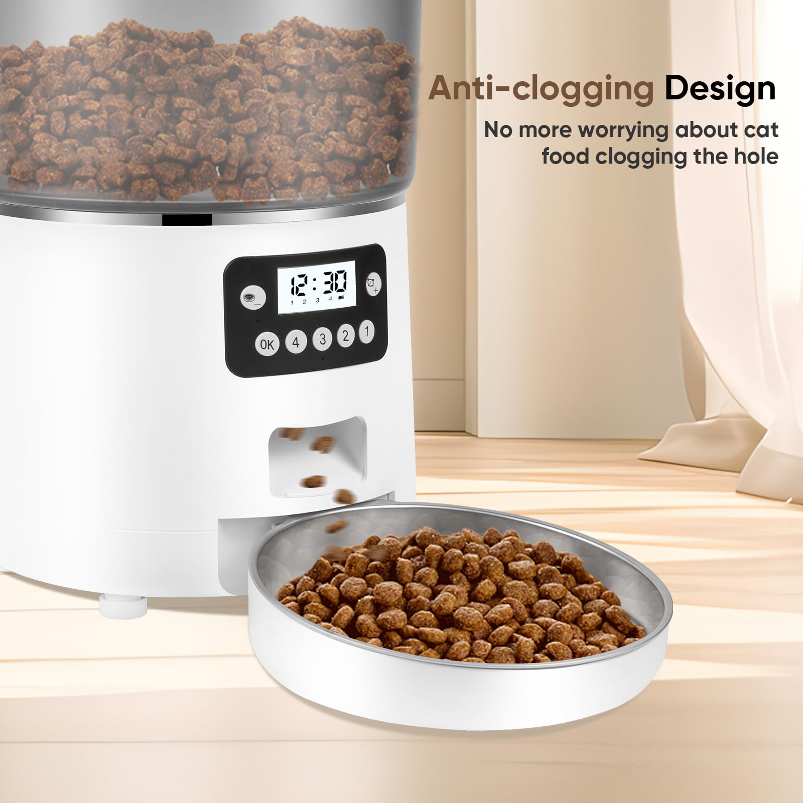 Anykuu 4 L Comedero Automático para Gatos Dispensador de Comida para Perros comedero Gato automatico con Temporizador 1-4 Comidas al Día/1-9 Porciones por Comida para Mascotas Pequeñas y Medianas