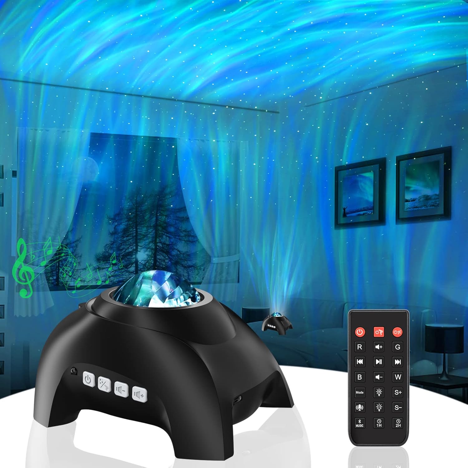 Northern Lights Aurora Projector for Bedroom with Music Bluetooth Speaker and White Noise, Vinwark Galaxy Projector, Starry Night Light Projectors for Kids Adults Gaming Room, Home Theater, Ceiling - - 